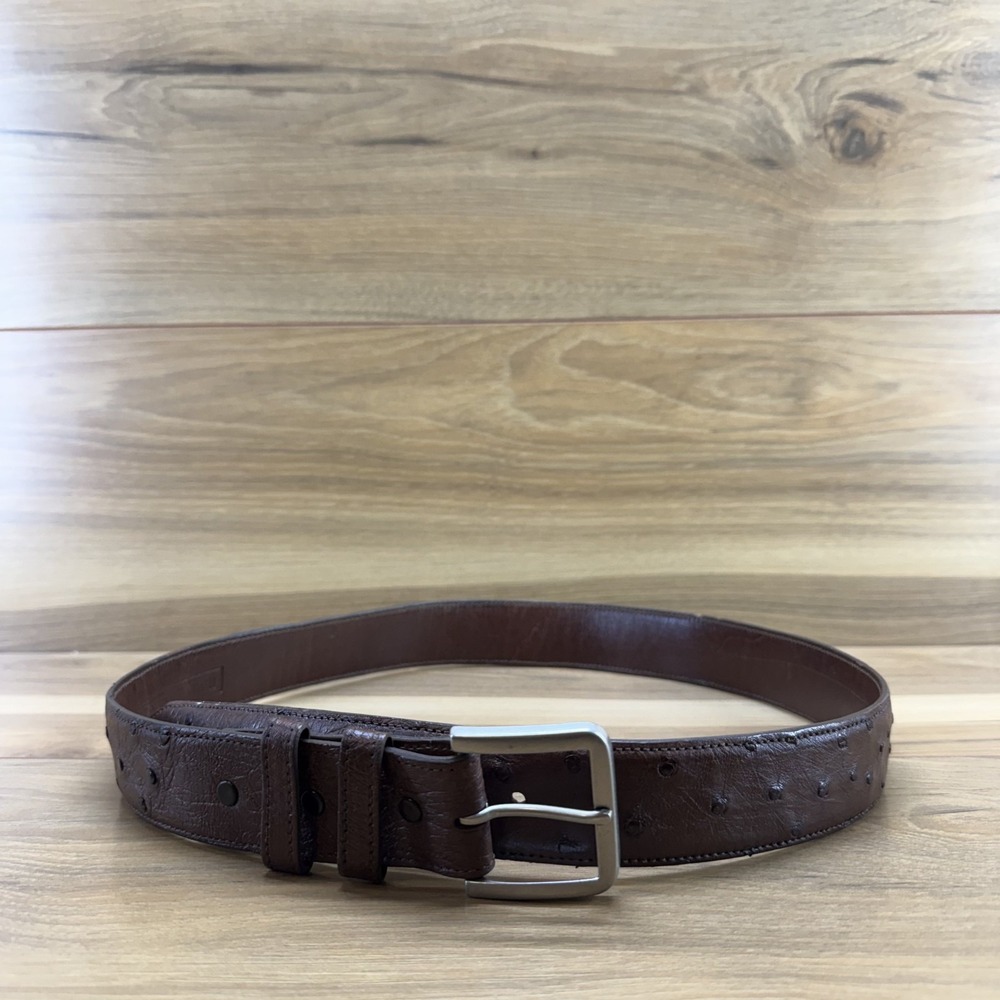 Pinto Ranch Mens Belt Size 36 Brown Genuine Ostrich Leather Ranch Rodeo Cowboy
